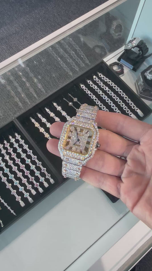 VVS WHITE/YELLOW CUSTOM WATCH 41MM (Highest Quality)